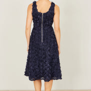 Yumi Navy Applique Floral Skater Dress