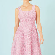Yumi Pink Applique Floral Skater Dress