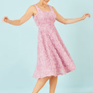 Yumi Pink Applique Floral Skater Dress