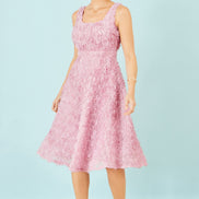 Yumi Pink Applique Floral Skater Dress