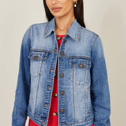 Yumi Blue Stretch Washed Denim Jacket