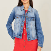 Yumi Blue Stretch Washed Denim Jacket