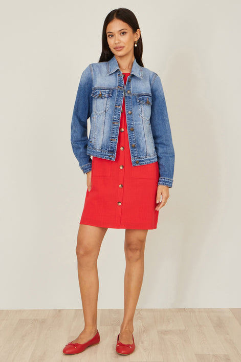 Yumi Blue Stretch Washed Denim Jacket