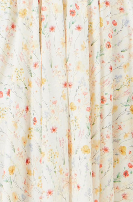 Yumi White Botanical Embroidery Fabric Handkerchief Hem Dress