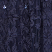 Yumi Navy Sequin Floral Applique Skater Dress