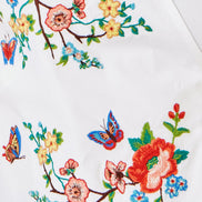Yumi White Stretch Cotton Embroidered Wrap Top
