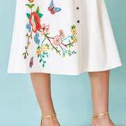 Yumi White Cotton Midi Dress With Embroidery