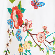 Yumi White Cotton Midi Dress With Embroidery