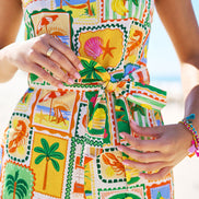 Yumi Multicolour Cotton Postcard Print Playsuit