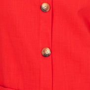 Yumi Red Viscose Button Detail Shift Dress