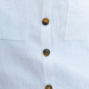 Yumi White Viscose Button Detail Shift Dress
