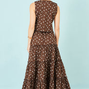 Yumi Brown Daisy Print Maxi Skirt