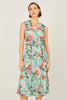 Yumi Mint Blurred Floral Mesh Wrap Midi Dress
