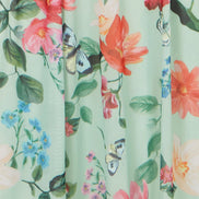 Yumi Mint Blurred Floral Mesh Wrap Midi Dress