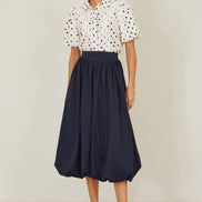 Yumi White Polka Dot Lace Boxy Shirt