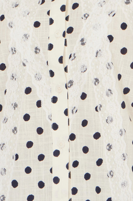 Yumi White Polka Dot Lace Boxy Shirt