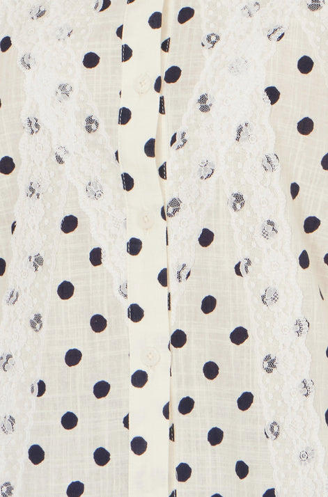 Yumi White Polka Dot Lace Boxy Shirt