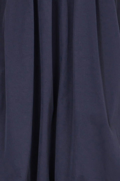 Yumi Navy Satin Bubble Hem Midi Skirt