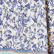 Yumi White Floral Border Print Viscose Midi Sun Dress