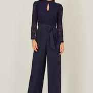Yumi Navy Lace Applique Jumpsuit