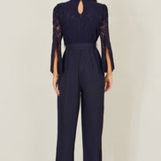 Yumi Navy Lace Applique Jumpsuit