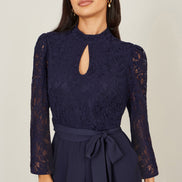 Yumi Navy Lace Applique Jumpsuit