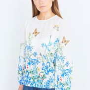 Yumi Ivory Butterfly Print Long Sleeve Top