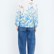 Yumi Ivory Butterfly Print Long Sleeve Top