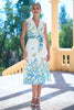 Yumi Ivory Butterfly Print Midi Wrap Dress