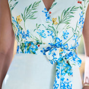 Yumi Ivory Butterfly Print Midi Wrap Dress