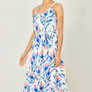 Yumi White Floral Print Maxi Sun Dress