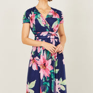 Yumi Navy Mesh Floral Maxi Dress