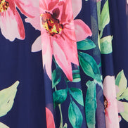 Yumi Navy Mesh Floral Maxi Dress