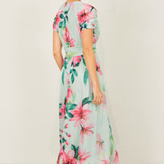 Yumi Mint Mesh Floral Maxi Dress