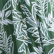 Yumi Green Leaf Print Viscose Relaxed Midi Shirt Dress