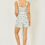 Yumi White Palm Print Cotton Playsuit