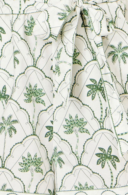 Yumi White Palm Print Cotton Playsuit