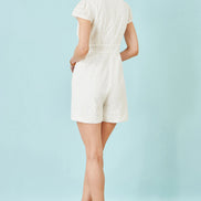 Yumi White Cotton Broderie Anglaise Playsuit