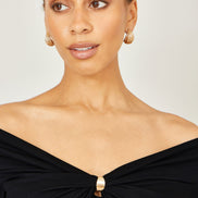 Yumi Black Bardot Long Sleeve Jersey Top