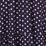 Yumi Navy Spot Ruched Waist Midi Dress
