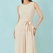 Yumi Beige Viscose Culotte Jumpsuit
