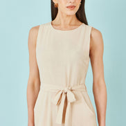Yumi Beige Viscose Culotte Jumpsuit