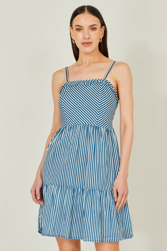 Yumi Blue Stripe Cotton Mini Sun Dress