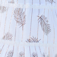 Yumi Ivory Foil Print Midi Sun Dress With Lace Trims