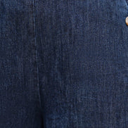 Yumi Blue Chambray Wide Leg Trousers with Button Details