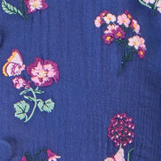 Yumi Blue Floral Embroidery Cotton Jacket