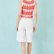 Yumi Orange Stripe Crochet Stripe Vest Top