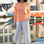 Yumi Orange Knitted Stripe Relaxed Jumper