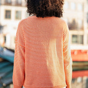 Yumi Orange Knitted Stripe Relaxed Jumper