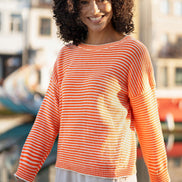 Yumi Orange Knitted Stripe Relaxed Jumper